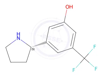 Chemical structure of (S)-3-(pyrrolidin-2-yl)-5-(trifluoromethyl)phenol