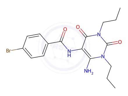 Chemical structure of Benzamide, N-(6-amino-1,2,3,4-tetrahydro-2,4-dioxo-1,3-dipropyl-5-pyrimidinyl)-4-bromo-