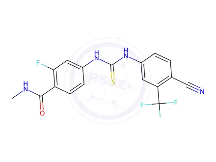 Chemical structure of 1-(4-(methylcarbamoyl)-3-fluorophenyl)-3-(4-cyano-3-(trifluoromethyl)phenyl)thiourea
