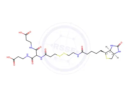 Chemical structure of Biotinylamidoethyl]-dithiomethylenemalonic Acid Bis(3-aminopropionic Acid)