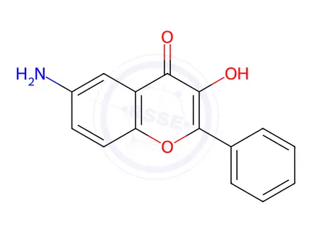 Chemical structure of Flavone, 6-amino-3-hydroxy-(6CI)