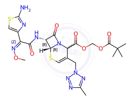 Chemical structure of Cefteram Pivoxil Impurity 1 (Delta-2-Cefteram Pivoxil)