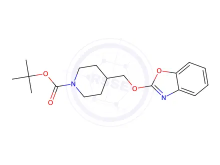 Chemical structure of 2-[(1-Boc-4-piperidyl)methoxy]benzoxazole