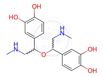 Chemical structure of 4,4'-(oxybis(2-(methylamino)ethane-1,1-diyl))bis(benzene-1,2-diol)