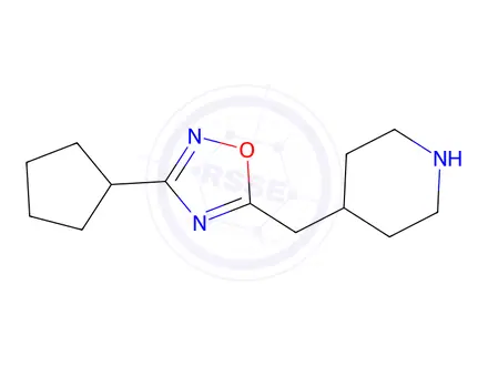 Chemical structure of 4-[(3-Cyclopentyl-1,2,4-oxadiazol-5-yl)methyl]piperidine