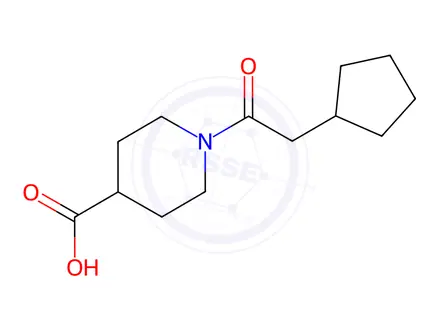 Chemical structure of 1-(2-Cyclopentylacetyl)piperidine-4-carboxylic acid