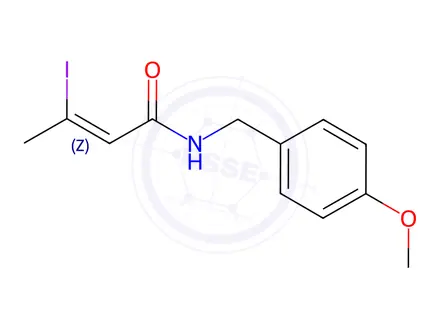 Chemical structure of (Z)-3-iodo-N-(4-methoxybenzyl)but-2-enamide