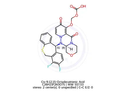 Chemical structure of Cis-9,12,15-Octadecatrienic Acid