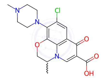 Chemical structure of 9-Chloro-9-defluoro Ofloxacin