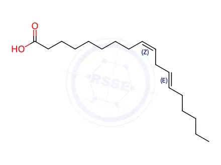 Chemical structure of 9-trans,12-cis-Octadecadienoic acid