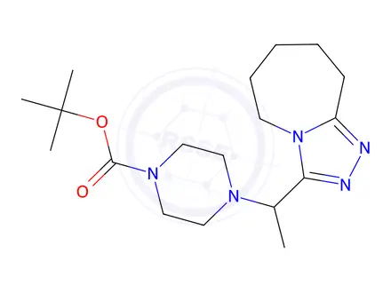 Chemical structure of Tert-butyl 4-(1-(6,7,8,9-tetrahydro-5H-[1,2,4]triazolo[4,3-a]azepin-3-yl)ethyl)piperazine-1-carboxylate