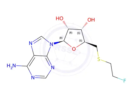 Chemical structure of (2R,3R,4S,5S)-2-(6-Amino-9H-purin-9-yl)-5-(((2-fluoroethyl)thio)methyl)tetrahydrofuran-3,4-diol