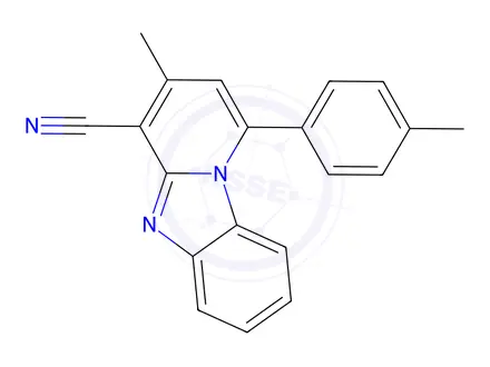 Chemical structure of 11-Methyl-13-(4-methylphenyl)-1,8-diazatricyclo[7.4.0.0,2,7]trideca-2,4,6,8,10,12-hexaene-10-carbonitrile