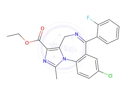 Chemical structure of Ethyl 8-chloro-6-(2-fluorophenyl)-1-methyl-4H-benzo[f]imidazo[1,5-a][1,4]diazepine-3-carboxylate