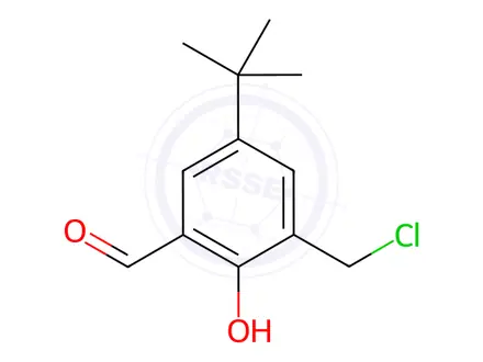 Chemical structure of Benzaldehyde, 3-(chloromethyl)-5-(1,1-dimethylethyl)-2-hydroxy-