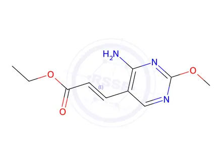 Chemical structure of (E)-Ethyl 3-(4-amino-2-methoxypyrimidin-5-yl)acrylate