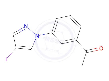 Chemical structure of 1-(3-(4-Iodo-1h-pyrazol-1-yl)phenyl)ethan-1-one