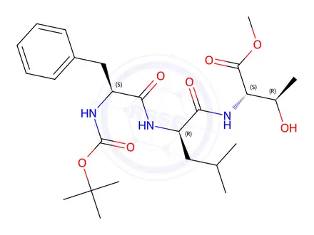 Chemical structure of tert-butyloxycarbonyl phenylalanyl-leucyl-threonine methyl ester