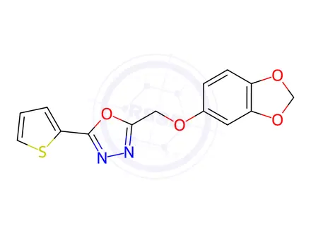 Chemical structure of 1,3,4-Oxadiazole, 2-[(1,3-benzodioxol-5-yloxy)methyl]-5-(2-thienyl)-