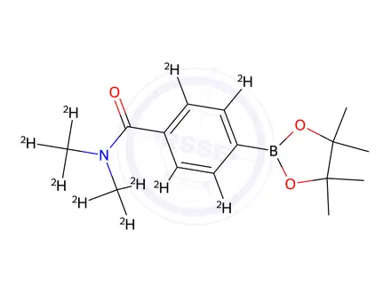 Chemical structure of N,N-bis(methyl-d3)-4-(4,4,5,5-tetramethyl-1,3,2-dioxaborolan-2-yl)benzamide-2,3,5,6-d4