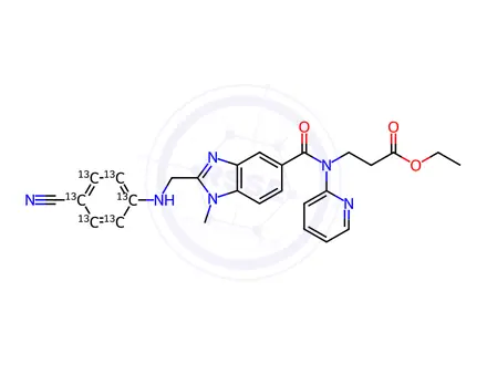 Chemical structure of Deacetamidine Cyano Dabigatran Ethyl Ester-13C6