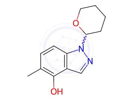 Chemical structure of 5-methyl-1-(tetrahydro-2H-pyran-2-yl)-1H-indazol-4-ol