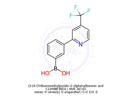 Chemical structure of (3-(4-(Trifluoromethyl)pyridin-2-yl)phenyl)boronic acid