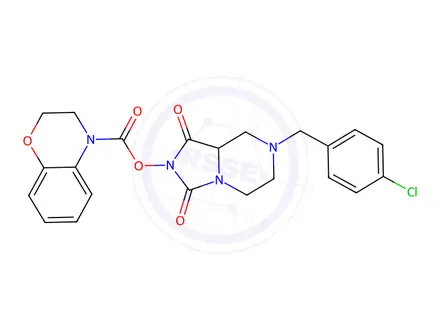 Chemical structure of 4H-1,4-Benzoxazine-4-carboxylic acid, 2,3-dihydro-, 7-[(4-chlorophenyl)methyl]hexahydro-1,3-dioxoimidazo[1,5-a]pyrazin-2-yl ester