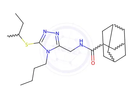 Chemical structure of N-((4-Butyl-5-(sec-butylthio)-4H-1,2,4-triazol-3-yl)methyl)adamantane-1-carboxamide