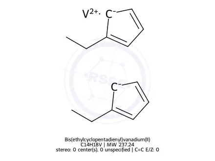 Chemical structure of Bis(ethylcyclopentadienyl)vanadium(II)