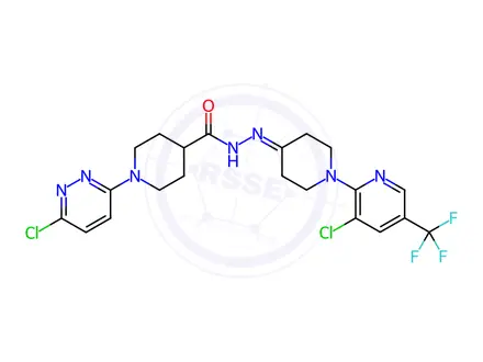 Chemical structure of N'-{1-[3-chloro-5-(trifluoromethyl)pyridin-2-yl]piperidin-4-ylidene}-1-(6-chloropyridazin-3-yl)piperidine-4-carbohydrazide