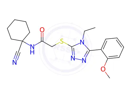 Chemical structure of N-(1-Cyanocyclohexyl)-2-((4-ethyl-5-(2-methoxyphenyl)-4H-1,2,4-triazol-3-yl)thio)acetamide