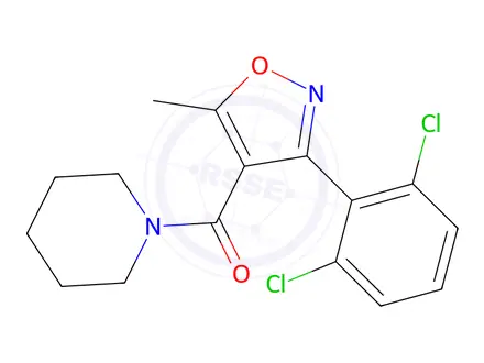 Chemical structure of (3-(2,6-Dichlorophenyl)-5-methylisoxazol-4-yl)(piperidin-1-yl)methanone