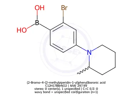 Chemical structure of (2-Bromo-4-(2-methylpiperidin-1-yl)phenyl)boronic acid