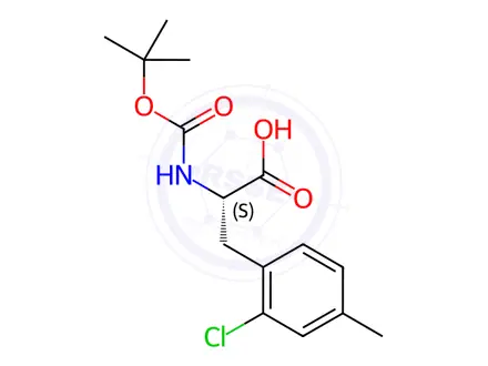 Chemical structure of (2S)-3-(2-chloro-4-methylphenyl)-2-[(2-methylpropan-2-yl)oxycarbonylamino]propanoic acid
