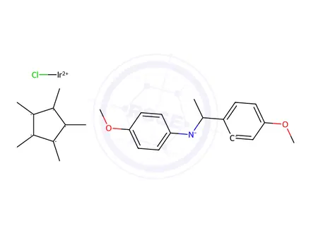 Chemical structure of Chloro(pentaMethylcyclopentadienyl){5-Methoxy-2-{1-[(4-Methoxyphenyl)iMino-kN]ethyl}phenyl-kC}iridiuM(III), 99% Iridicycle-MeO