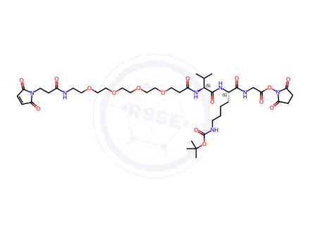 Chemical structure of MP-PEG4-VK(Boc)G-OSu