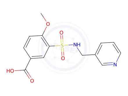 Chemical structure of 4-Methoxy-3-[(pyridin-3-ylmethyl)-sulfamoyl]-benzoic acid