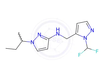 Chemical structure of 1-sec-butyl-N-{[1-(difluoromethyl)-1H-pyrazol-5-yl]methyl}-1H-pyrazol-3-amine