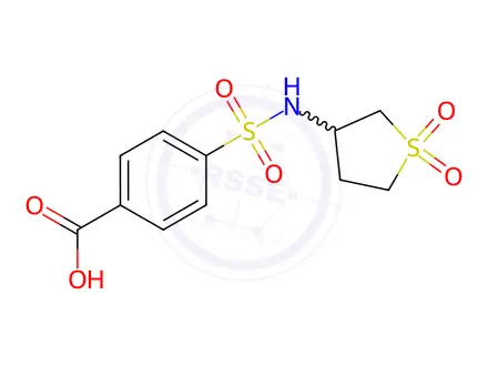 Chemical structure of 4-(N-(1,1-dioxidotetrahydrothiophen-3-yl)sulfamoyl)benzoic acid
