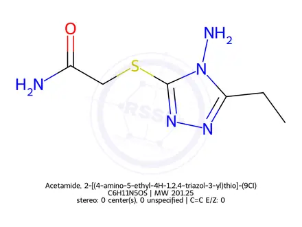 Chemical structure of Acetamide, 2-[(4-amino-5-ethyl-4H-1,2,4-triazol-3-yl)thio]-(9CI)