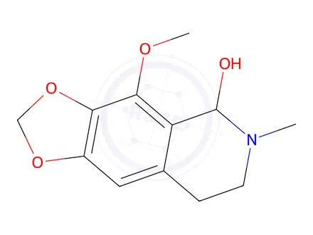 Chemical structure of 4-Methoxy-6-methyl-5,6,7,8-tetrahydro[1,3]dioxolo[4,5-g]isoquinolin-5-ol