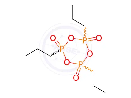 Chemical structure of 1-Propylphosphonic acid cyclic anhydride, 50+% soln. in ethyl acetate