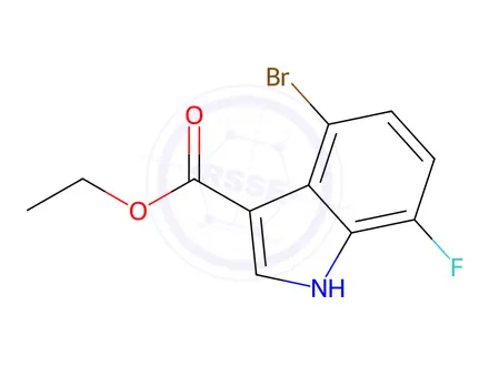 Chemical structure of Ethyl 4-Bromo-7-fluoroindole-3-carboxylate