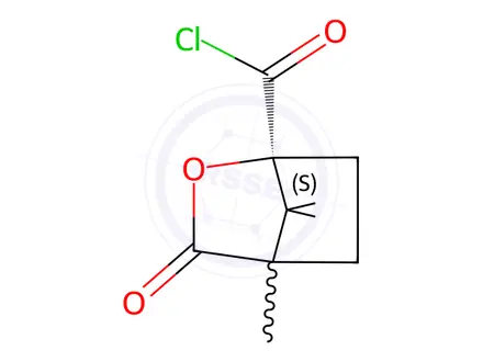 Chemical structure of (-)-(1S,4R)-Camphanoyl Chloride