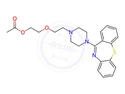 Chemical structure of 2-(2-(4-(Dibenzo[b,f][1,4]thiazepin-11-yl)piperazin-1-yl)ethoxy)ethyl AcetateQuetiapine Acetate