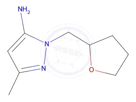 Chemical structure of 3-Methyl-1-((tetrahydrofuran-2-yl)methyl)-1H-pyrazol-5-amine