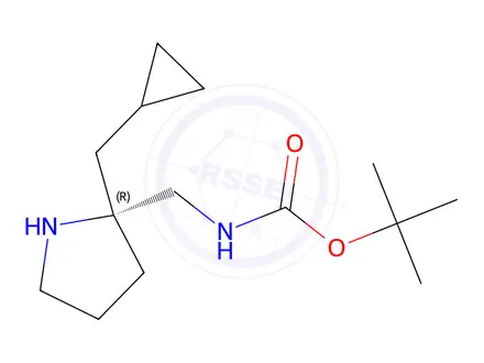 Chemical structure of Tert-butyl (R)-((2-(cyclopropylmethyl)pyrrolidin-2-yl)methyl)carbamate