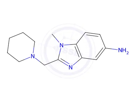 Chemical structure of 1-Methyl-2-piperidin-1-ylmethyl-1H-benzoimidazol-5-ylamine trihydrochloride