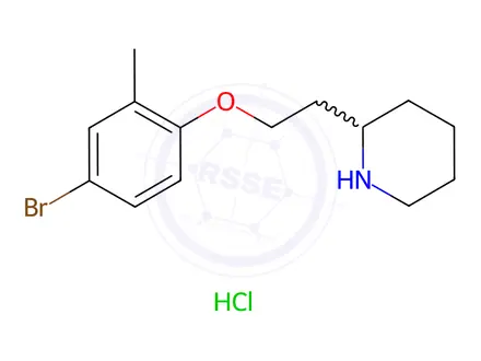 Chemical structure of 2-[2-(4-Bromo-2-methylphenoxy)ethyl]piperidine hydrochloride